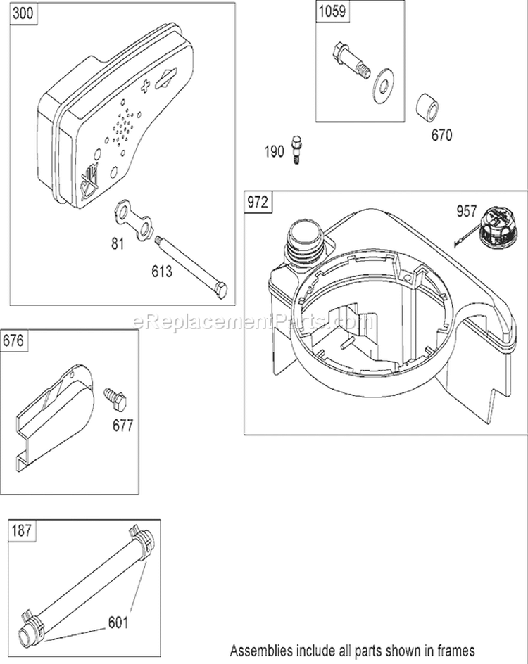 Muffler and Fuel Tank Diagram and Parts List for 20792 270000001-270999999 - 2007 Toro Lawn Mower