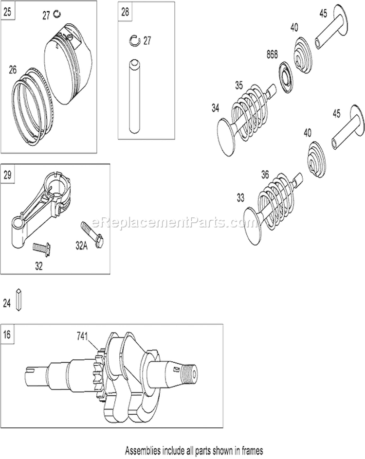Crankshaft Assembly Diagram and Parts List for 20093 280000001-280999999 - 2008 Toro Lawn Mower