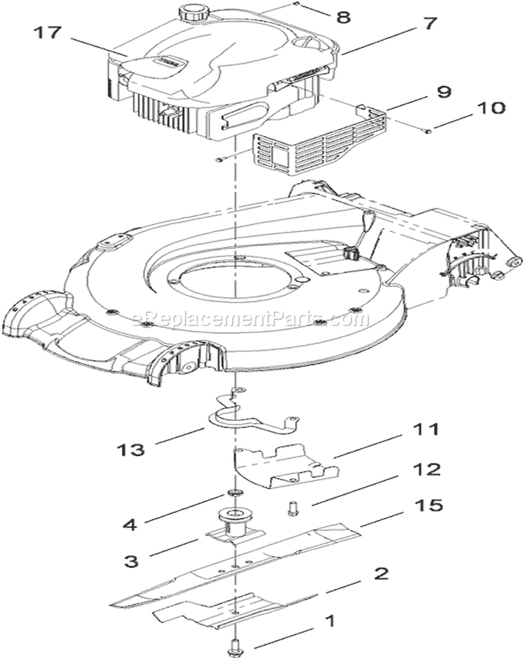 Engine and Blade Assembly Diagram and Parts List for 20792 290000001-290999999 - 2009 Toro Lawn Mower