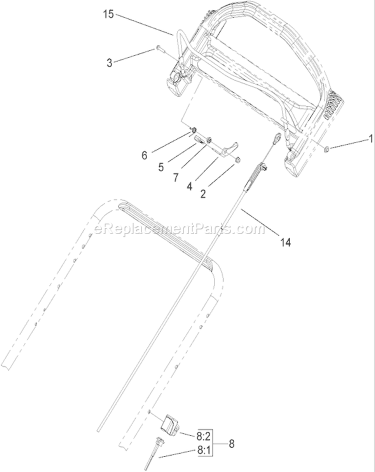 Brake Control Assembly Diagram and Parts List for 20793 250000001-250999999 - 2005 Toro Lawn Mower