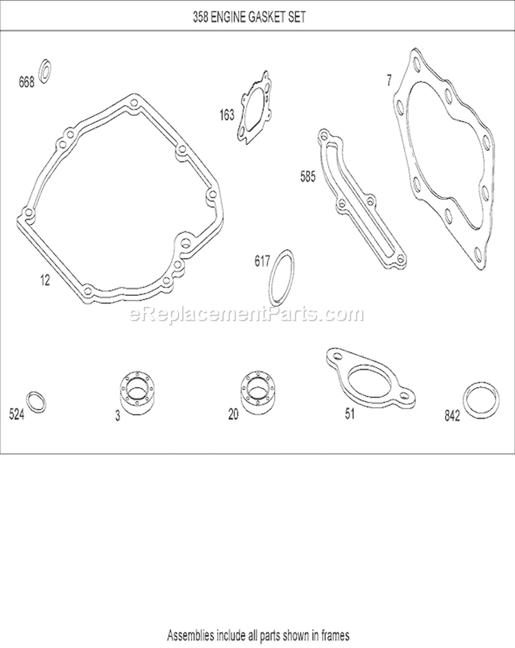Engine Gasket Set Diagram and Parts List for 20793 270000001-270999999 - 2007 Toro Lawn Mower