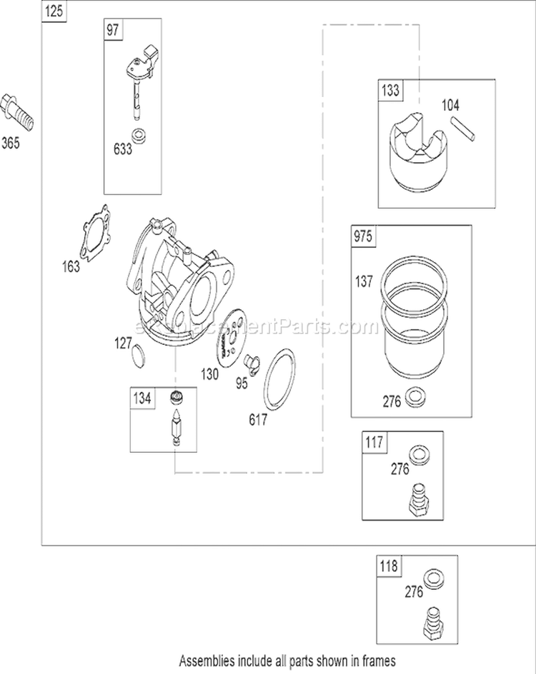 Carburetor Assembly Diagram and Parts List for 20793 270000001-270999999 - 2007 Toro Lawn Mower