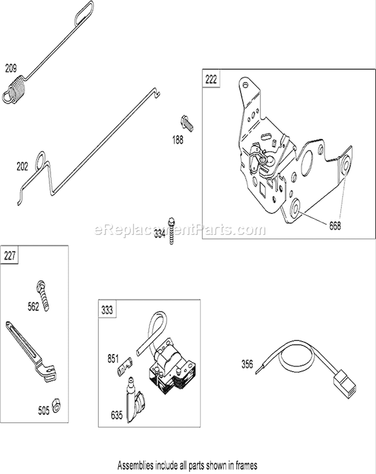 Governor Assembly Diagram and Parts List for 20793 280000001-280999999 - 2008 Toro Lawn Mower