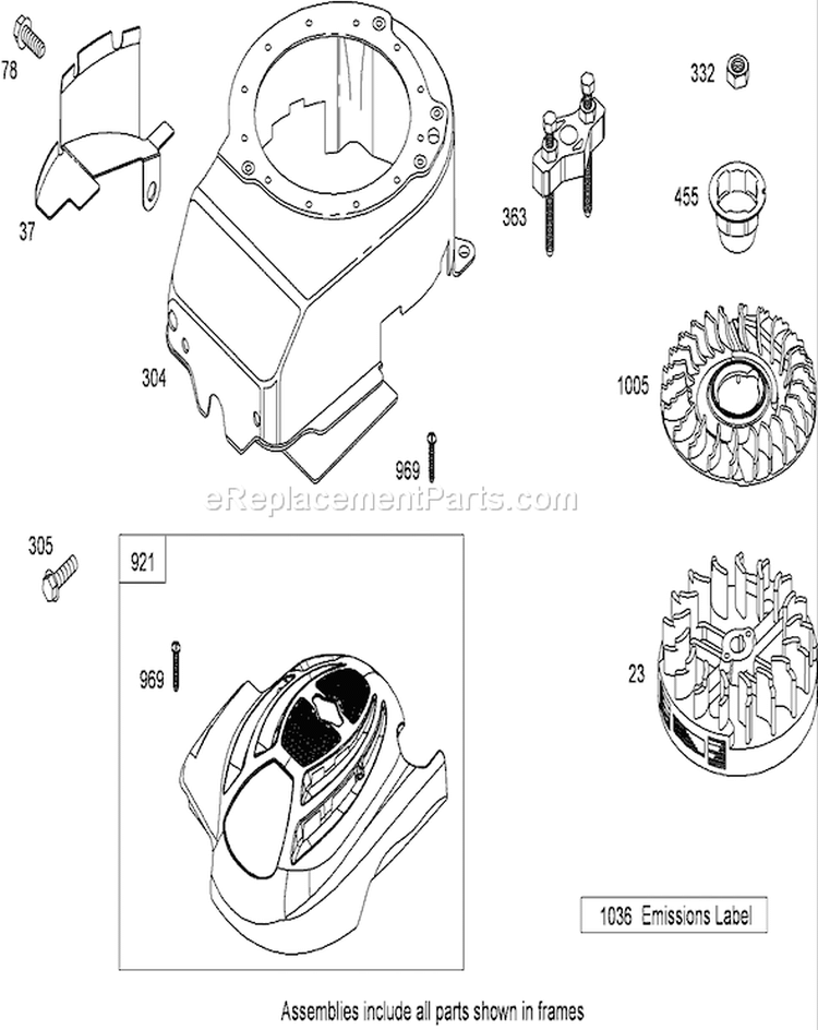 Blower Housing Assembly Diagram and Parts List for 20793 280000001-280999999 - 2008 Toro Lawn Mower