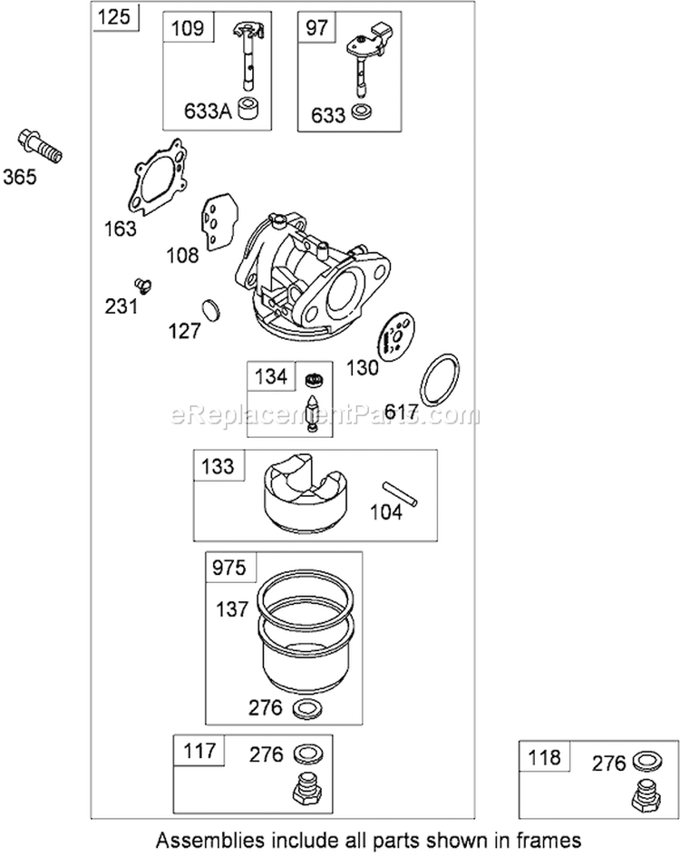Carburetor Assembly Diagram and Parts List for 20793 280000001-280999999 - 2008 Toro Lawn Mower