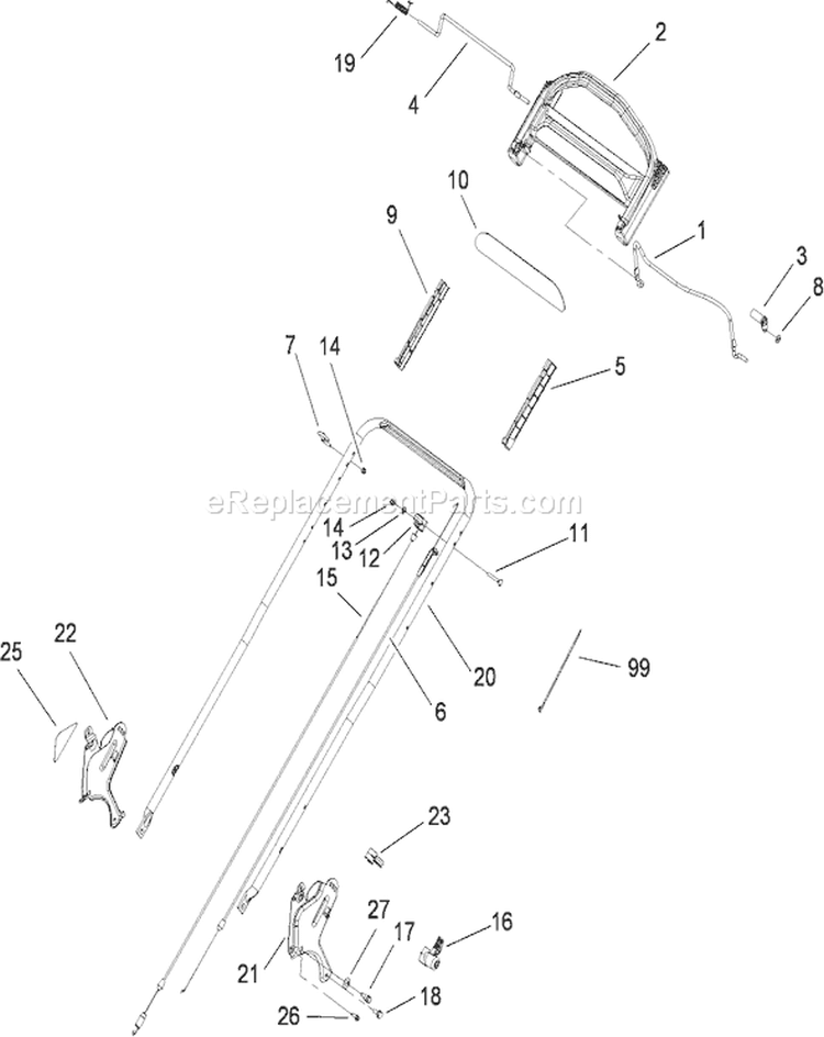 Handle Assembly Diagram and Parts List for 20794 280000001-280999999 - 2008 Toro Lawn Mower