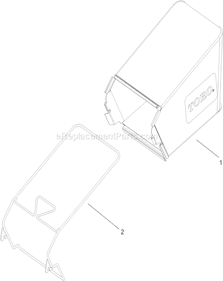 Grass Bag Assembly Diagram and Parts List for 20792 250000001-250999999 - 2005 Toro Lawn Mower