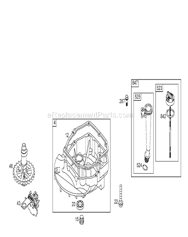 Crankcase Assembly Diagram and Parts List for 20795 250000001-250999999 - 2005 Toro Lawn Mower