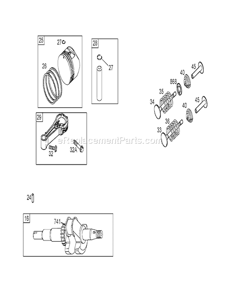 Crankshaft Assembly Diagram and Parts List for 20058 250000001-250999999 - 2005 Toro Lawn Mower