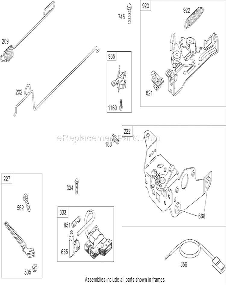 Governor Assembly Diagram and Parts List for 20638 290000001-290999999 - 2009 Toro Lawn Mower