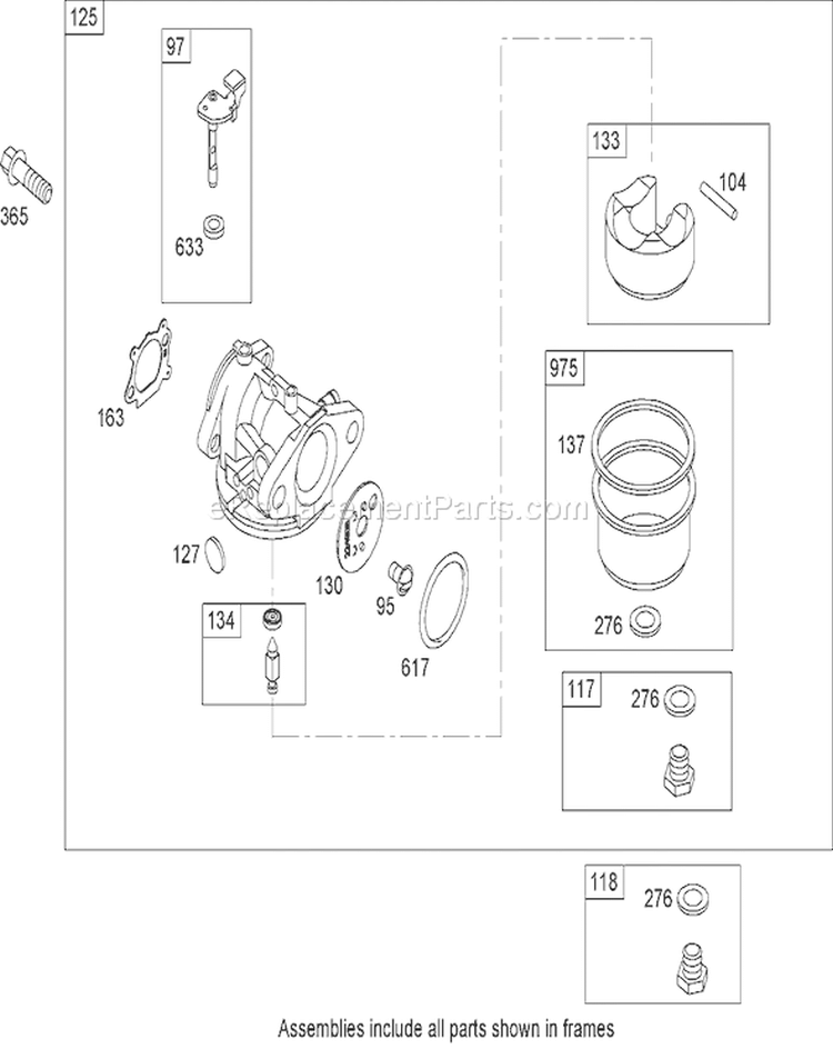 Carburetor Assembly Diagram and Parts List for 20638 290000001-290999999 - 2009 Toro Lawn Mower