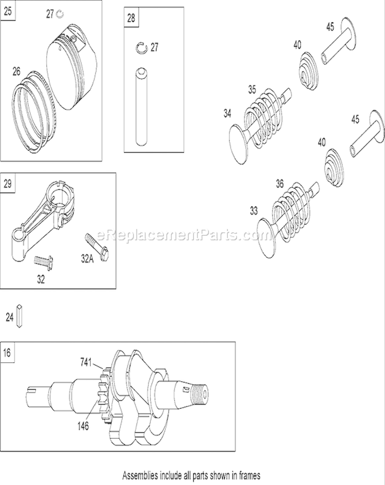 Crankshaft Assembly Diagram and Parts List for 20638 290000001-290999999 - 2009 Toro Lawn Mower