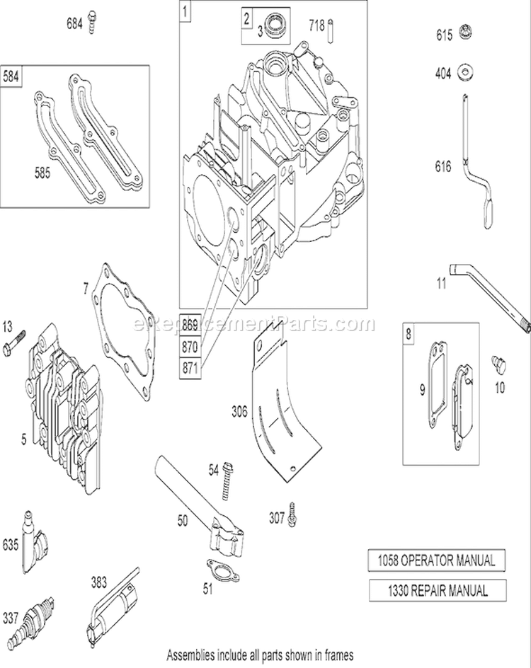 Cylinder Assembly Diagram and Parts List for 20638 290000001-290999999 - 2009 Toro Lawn Mower