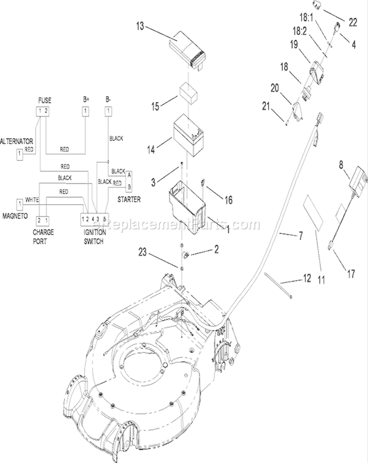 Electrical Assembly Diagram and Parts List for 20795 280000001-280999999 - 2008 Toro Lawn Mower