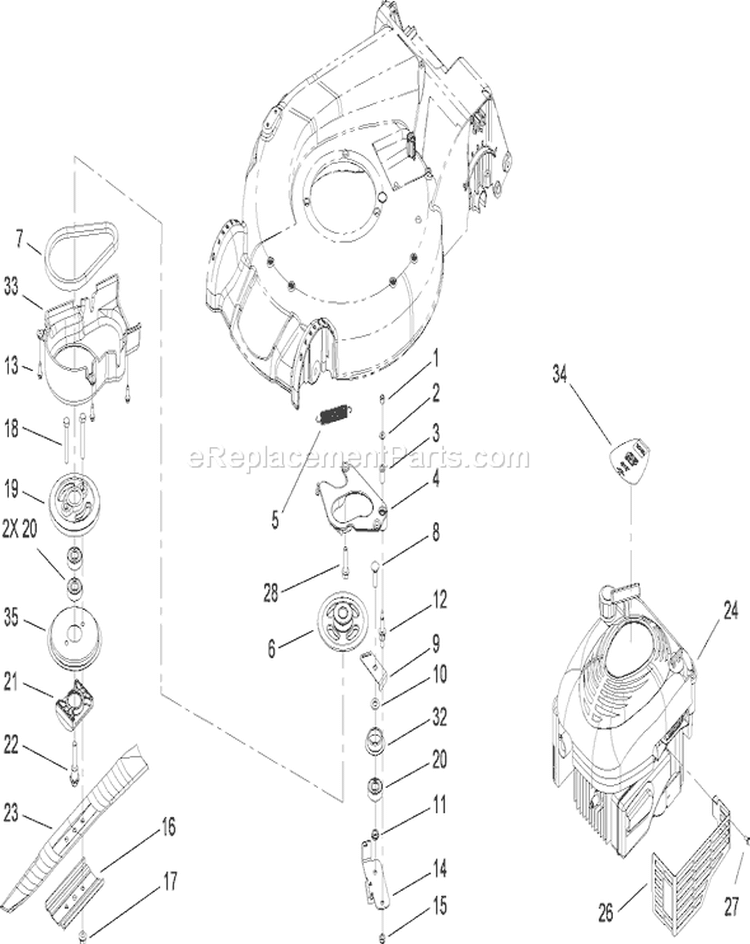 Engine Assembly Diagram and Parts List for 20795 280000001-280999999 - 2008 Toro Lawn Mower