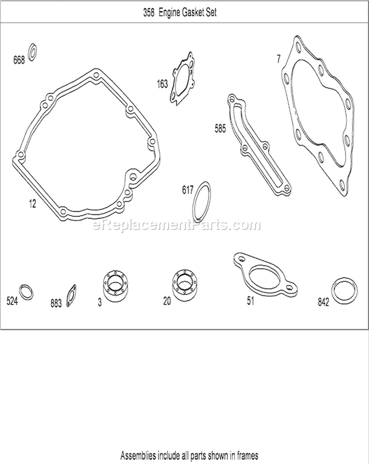 Engine Gasket Set Diagram and Parts List for 20792 280000001-280999999 - 2008 Toro Lawn Mower