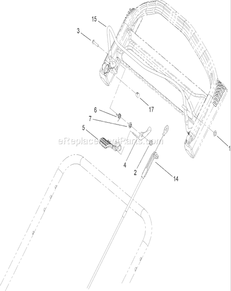 Brake Bail and Cable Assembly Diagram and Parts List for 20795 280000001-280999999 - 2008 Toro Lawn Mower