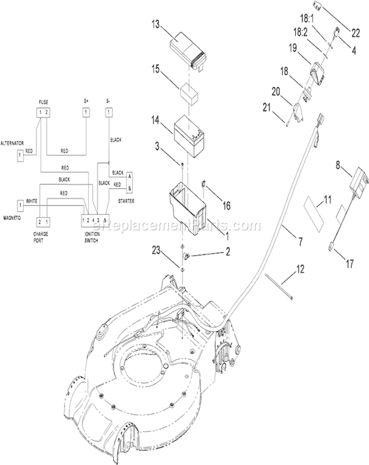 Electrical Assembly Diagram and Parts List for 20795 290000001-290999999 - 2009 Toro Lawn Mower