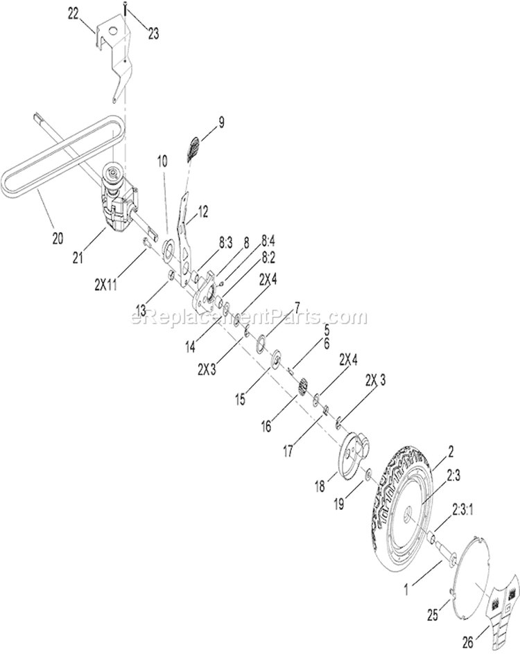 Transmission and Rear Wheel Assembly Diagram and Parts List for 20795 290000001-290999999 - 2009 Toro Lawn Mower