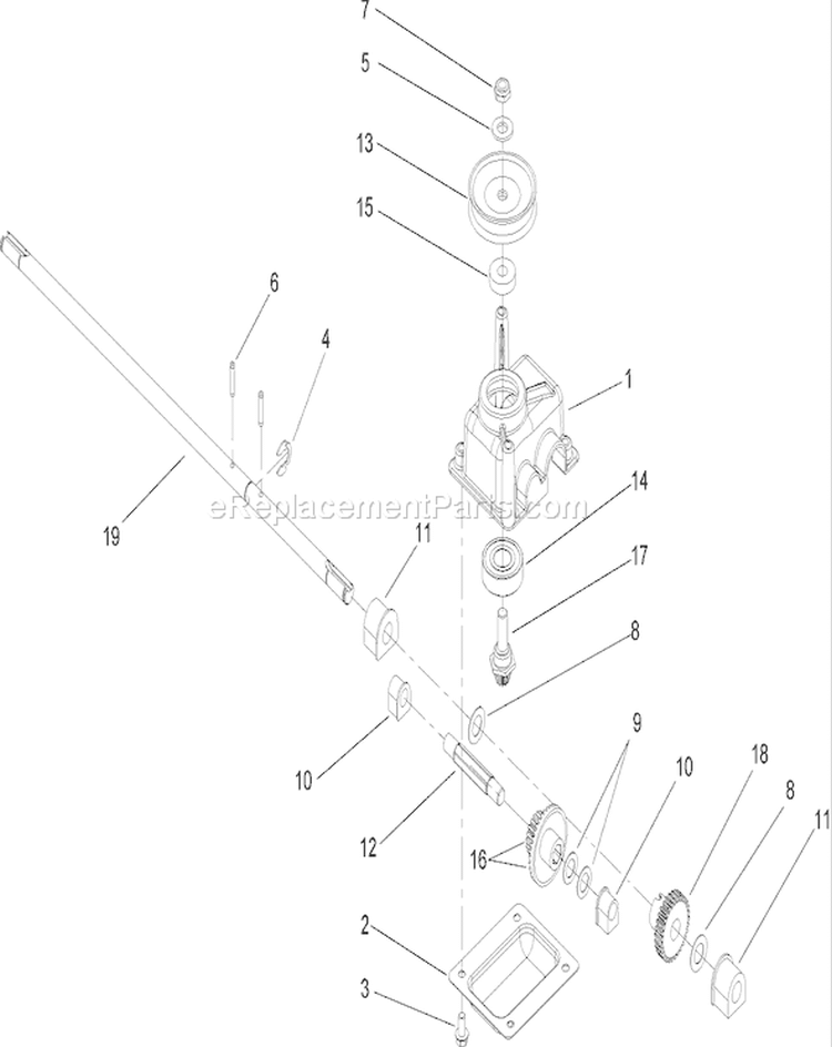 Gear Case Assembly Diagram and Parts List for 20792 250000001-250999999 - 2005 Toro Lawn Mower