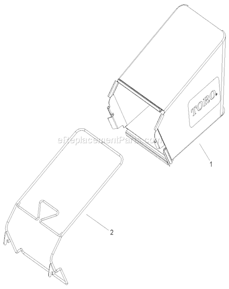 Rear Bag Assembly Diagram and Parts List for 20057 260000001-260999999 - 2006 Toro Lawn Mower