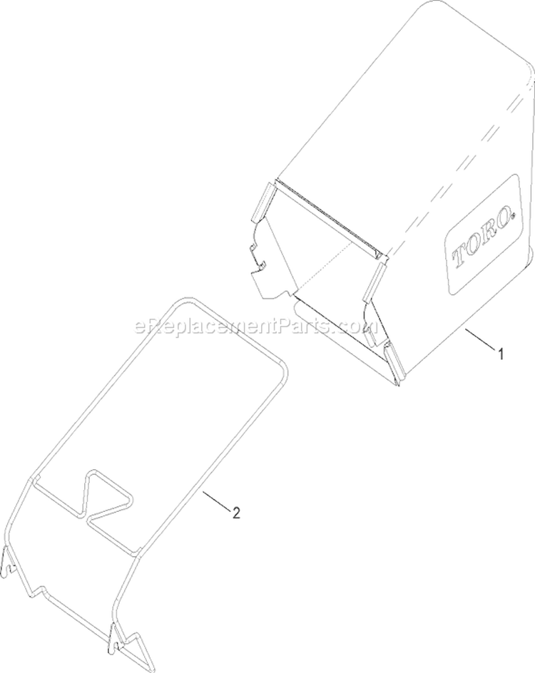 Grass Bag Assembly Diagram and Parts List for 20794 270000001-270999999 - 2007 Toro Lawn Mower