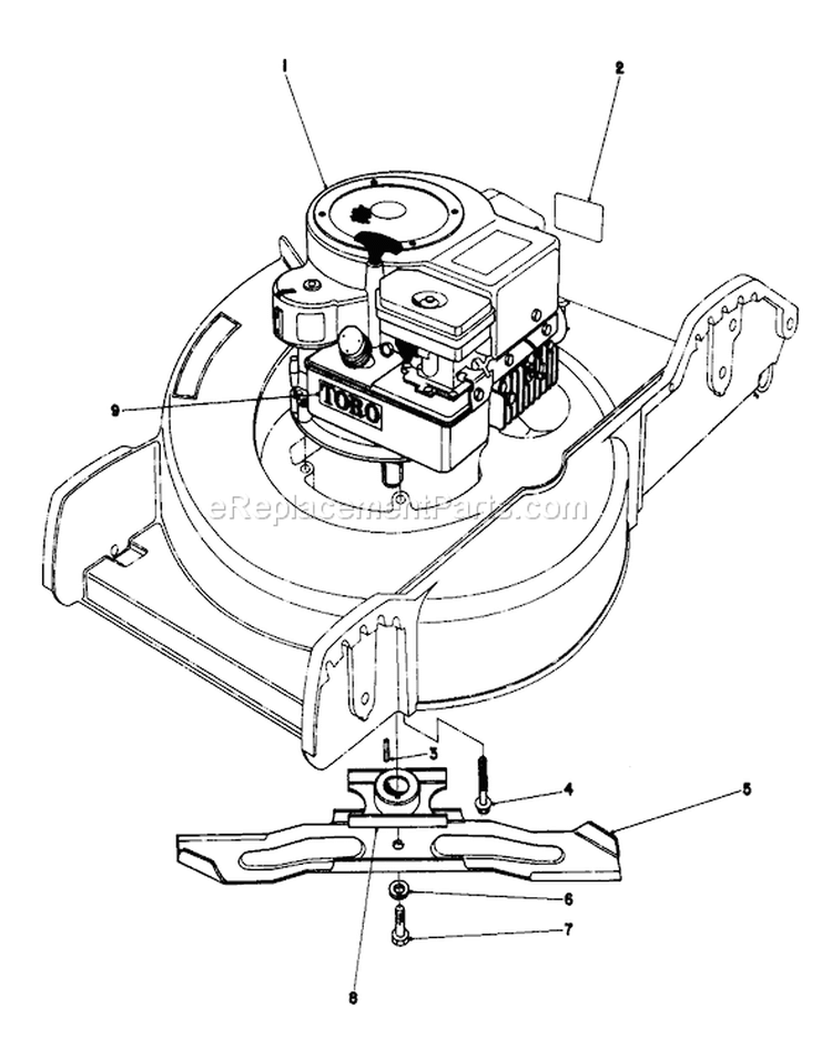 Engine Assembly Diagram and Parts List for 20798 9000001-9999999 - 1979 Toro Lawn Mower