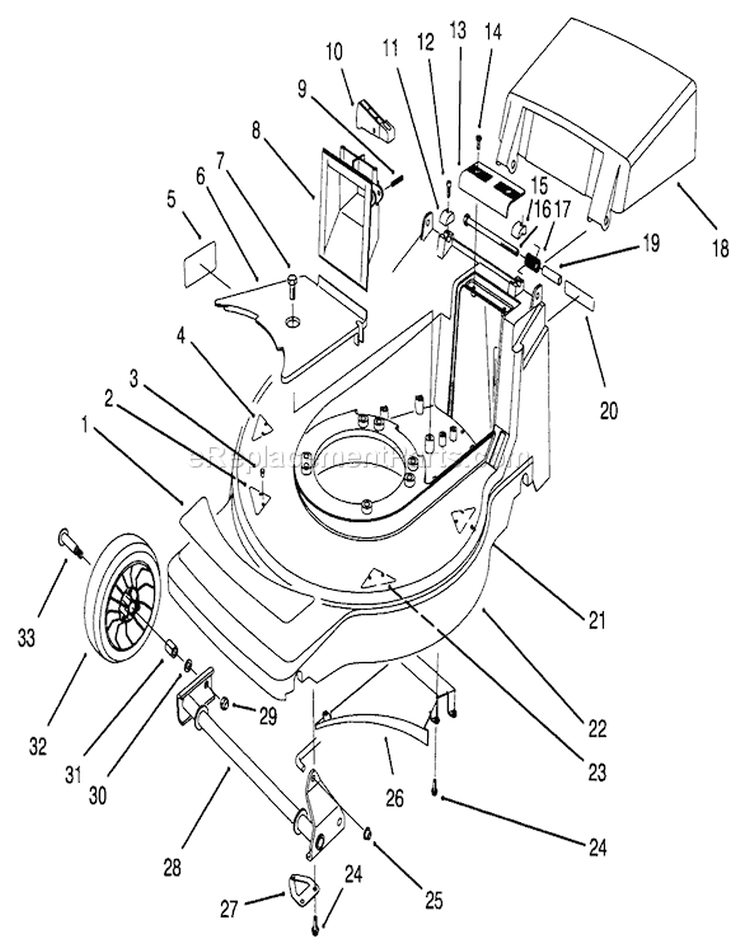 Housing Assembly Diagram and Parts List for 20801BC 4900001-4999999 - 1994 Toro Lawn Mower