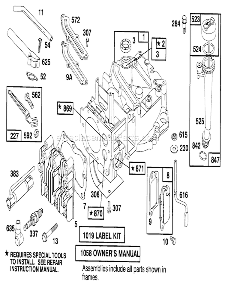 Engine Diagram and Parts List for 20801BC 4900001-4999999 - 1994 Toro Lawn Mower