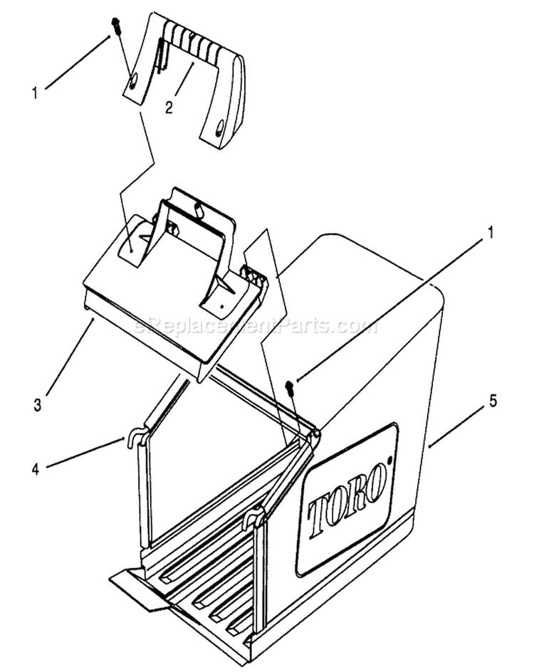 Grass Bag Assembly Diagram and Parts List for 20801B 4900001-4999999 - 1994 Toro Lawn Mower