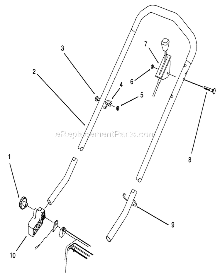 Handle Assembly Diagram and Parts List for 20801B 4900001-4999999 - 1994 Toro Lawn Mower