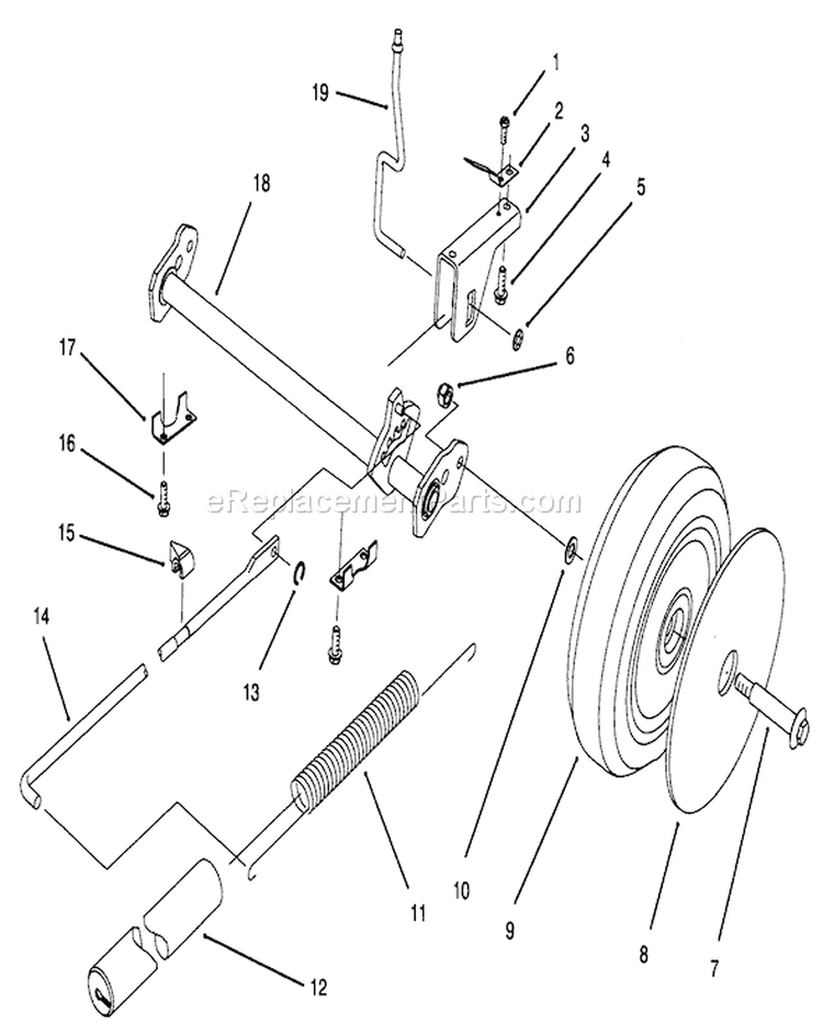 Rear Axle Assembly Diagram and Parts List for 20803B 6900001-6999999 - 1996 Toro Lawn Mower