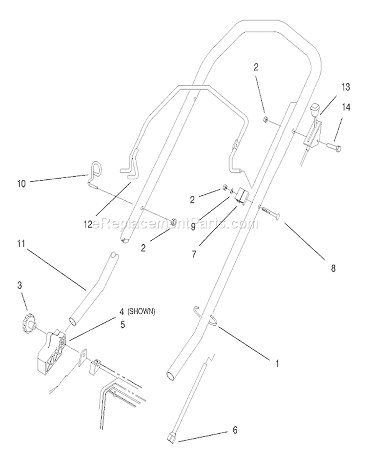Handle Assembly Diagram and Parts List for 20803 8900001-8999999 - 1998 Toro Lawn Mower