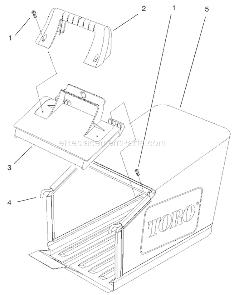Bag And Components Assembly Diagram and Parts List for 20803 9900001-9999999 - 1999 Toro Lawn Mower