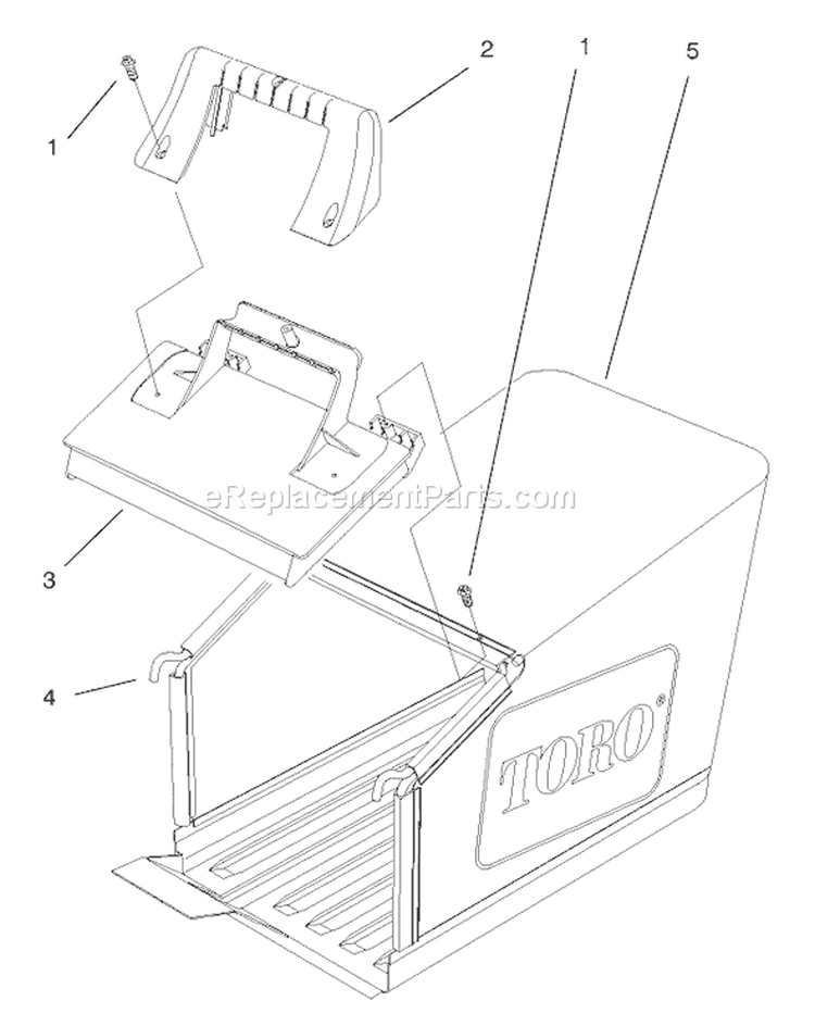 Bag And Components Assembly Diagram and Parts List for 20804 8900001-8999999 - 1998 Toro Lawn Mower