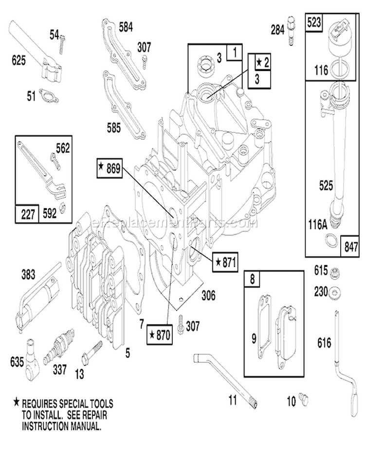 Engine Diagram and Parts List for 20804 8900001-8999999 - 1998 Toro Lawn Mower