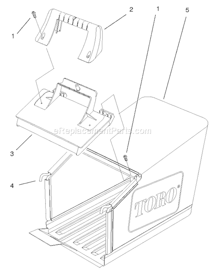 Bag And Components Assembly Diagram and Parts List for 20804 9900001-9999999 - 1999 Toro Lawn Mower
