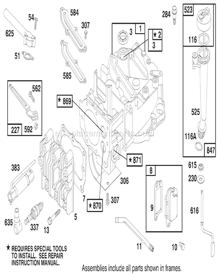 Engine Diagram and Parts List for 20804 9900001-9999999 - 1999 Toro Lawn Mower