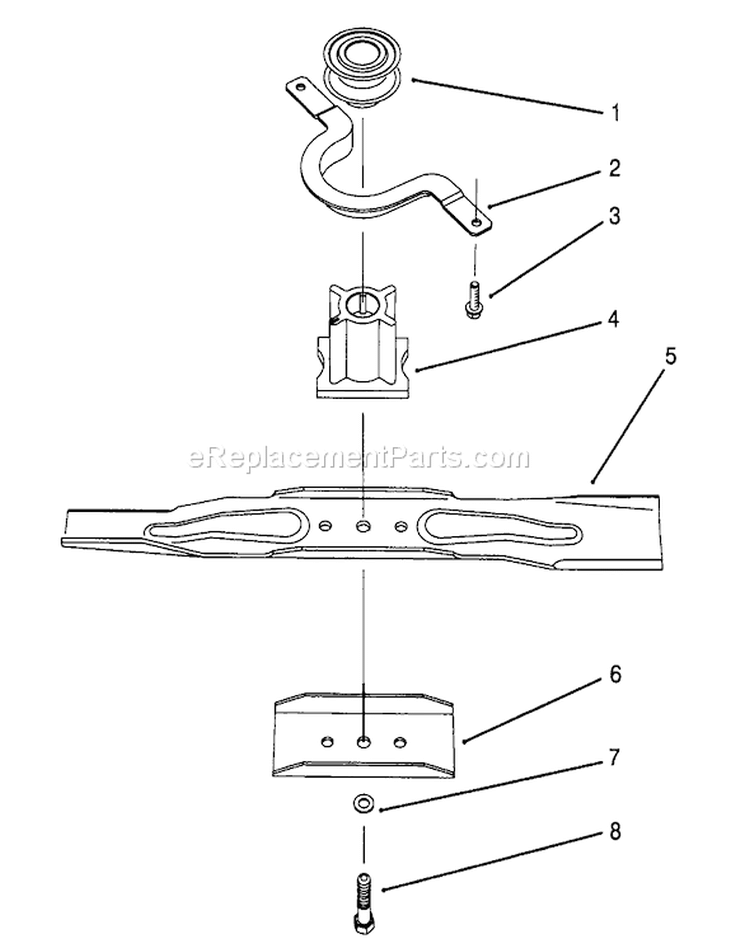 Blade Assembly Diagram and Parts List for 20806BC 4900001-4999999 - 1994 Toro Lawn Mower