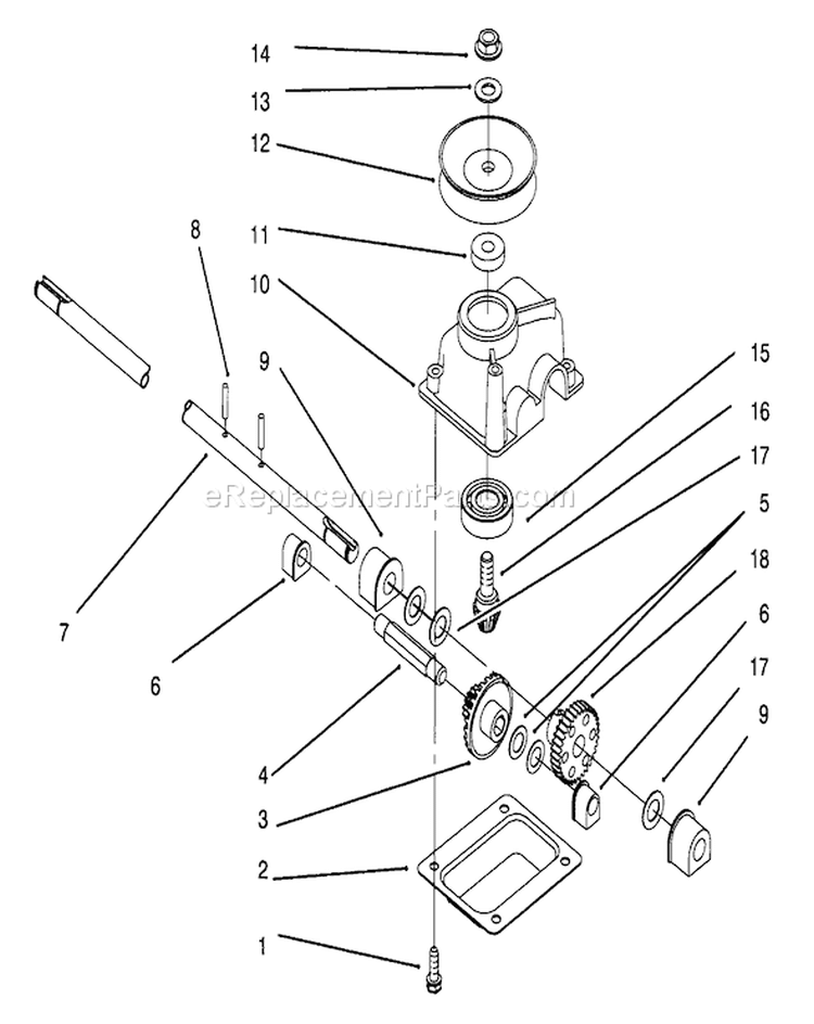 Gear Case Assembly Diagram and Parts List for 20806BC 4900001-4999999 - 1994 Toro Lawn Mower