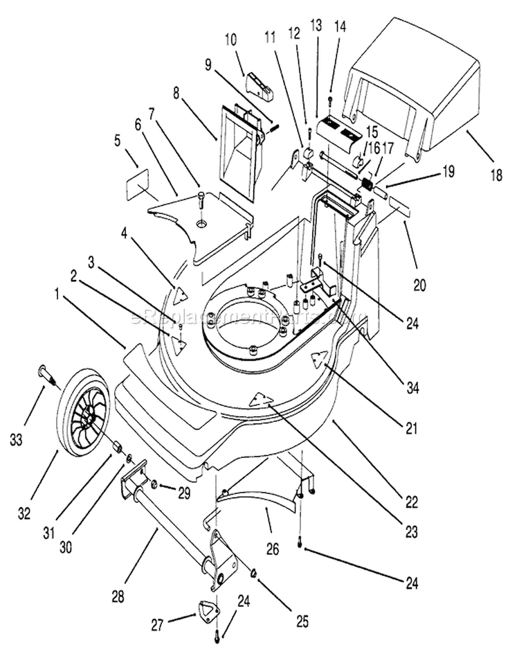 Housing Assembly Diagram and Parts List for 20806BC 4900001-4999999 - 1994 Toro Lawn Mower