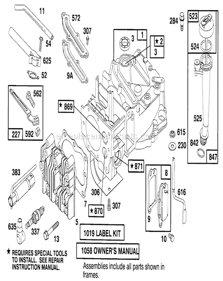 Engine Diagram and Parts List for 20806BC 4900001-4999999 - 1994 Toro Lawn Mower