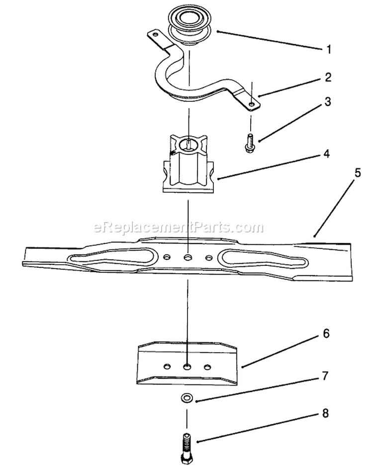 Blade Assembly Diagram and Parts List for 20806B 4900001-4999999 - 1994 Toro Lawn Mower