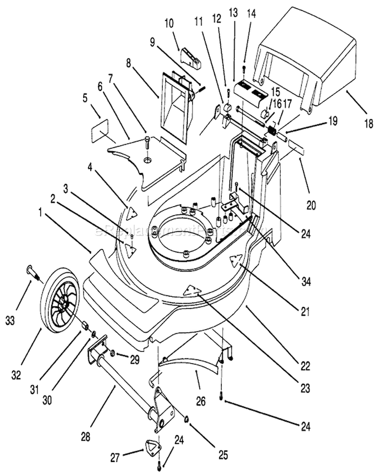 Housing Assembly Diagram and Parts List for 20806B 4900001-4999999 - 1994 Toro Lawn Mower