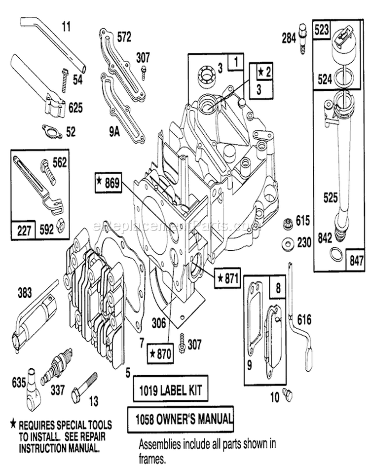 Engine Diagram and Parts List for 20806B 4900001-4999999 - 1994 Toro Lawn Mower