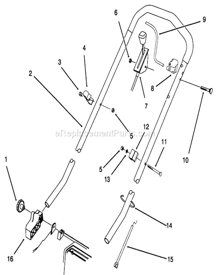 Handle Assembly Diagram and Parts List for 20802BC 5900001-5999999 - 1995 Toro Lawn Mower