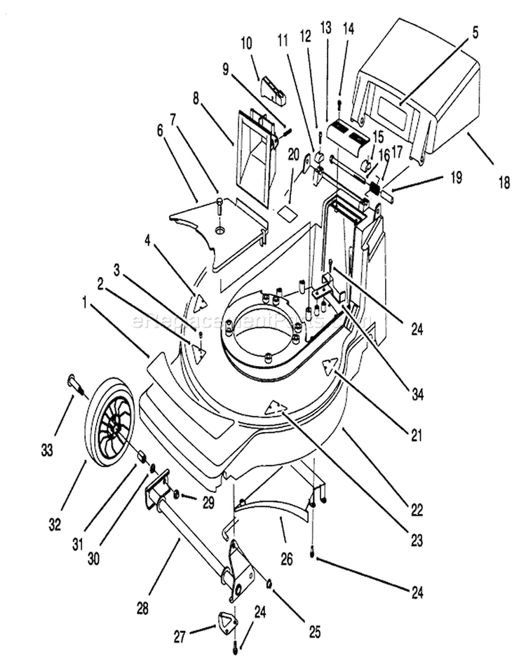 Housing Assembly Diagram and Parts List for 20802BC 5900001-5999999 - 1995 Toro Lawn Mower