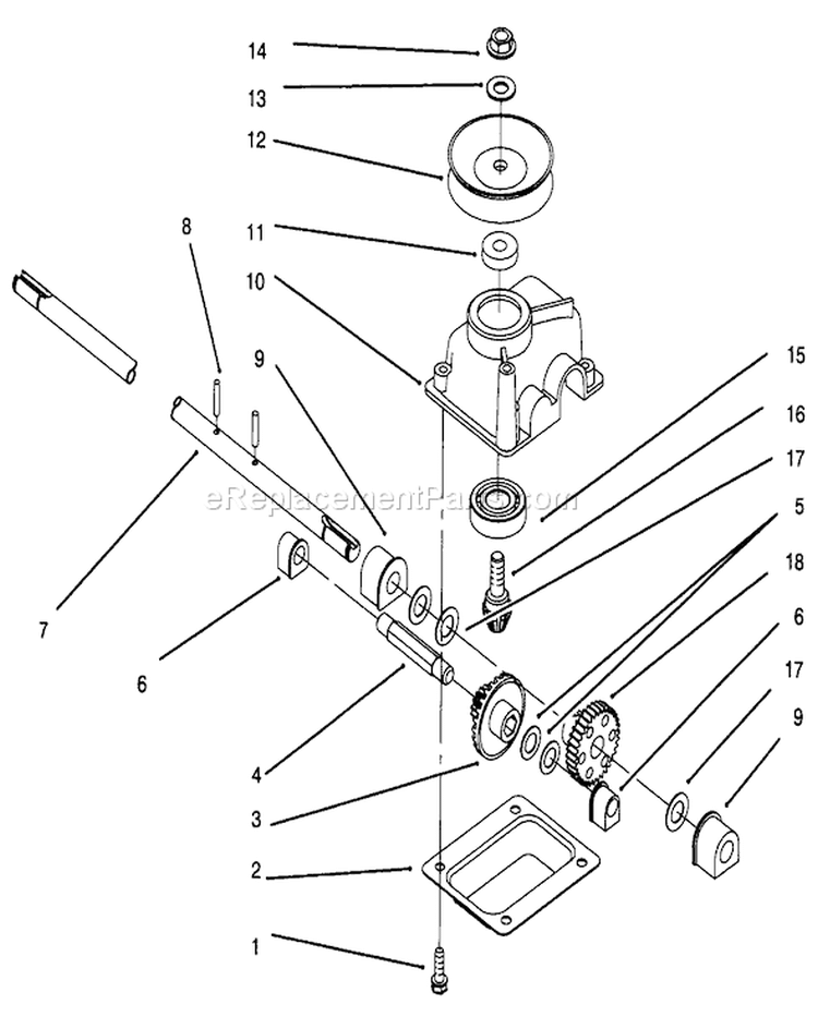 Gear Case Assembly Diagram and Parts List for 20808B 6900001-6999999 - 1996 Toro Lawn Mower