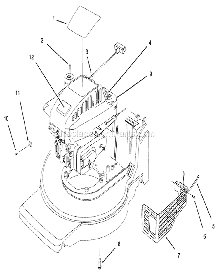 Engine Assembly Diagram and Parts List for 20808B 6900001-6999999 - 1996 Toro Lawn Mower