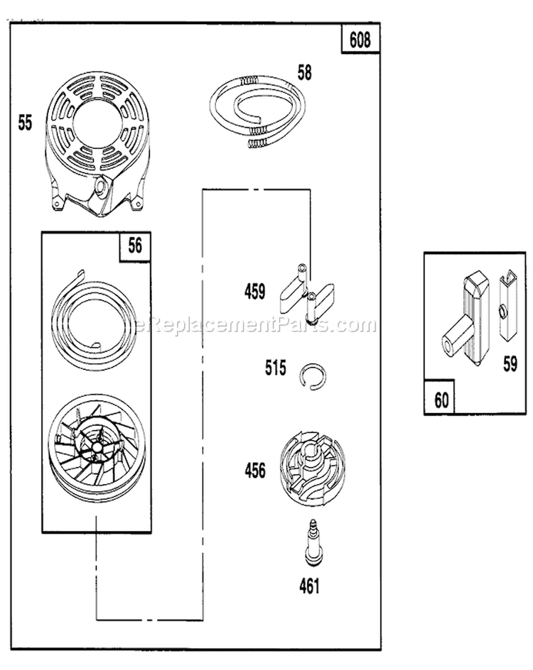Page H Diagram and Parts List for 20808B 6900001-6999999 - 1996 Toro Lawn Mower